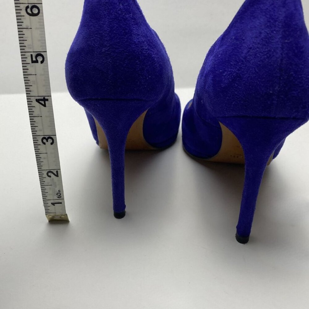 MINELLI Paris Royal Blue Suede Pointed Toe Pumps Size 38 - Picture 10 of 12